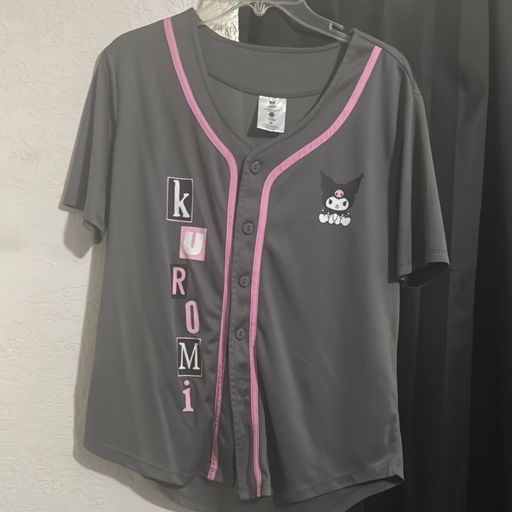 Hybrid Apparel Gray and Pink Women's Jersey Top
